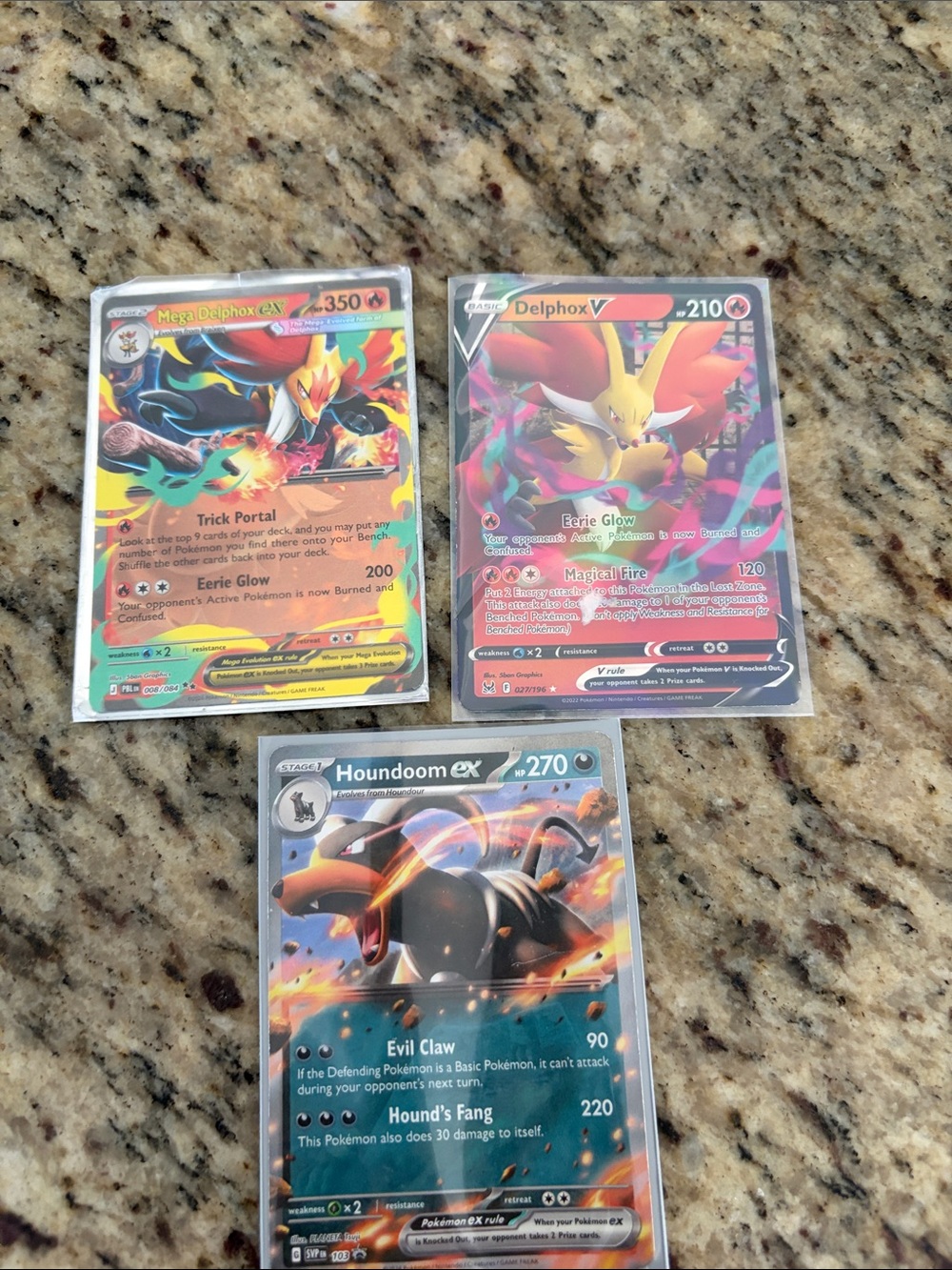 Pokemon Trading Cards - Red, Yellow, Orange, Black, Blue